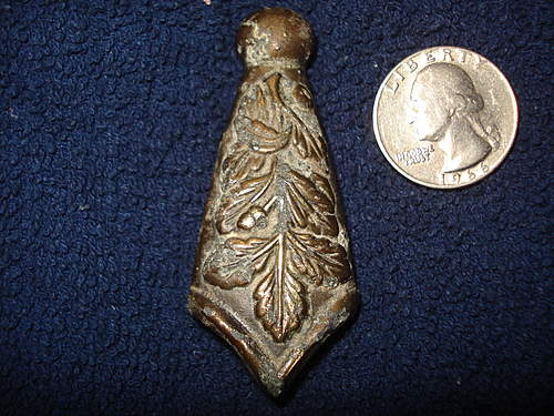 German Dagger Scabbard Tip, Oak Leaf design no screw holes, metal detector find.