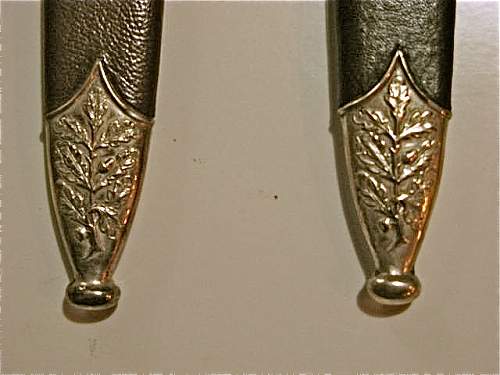 German Dagger Scabbard Tip, Oak Leaf design no screw holes, metal detector find.