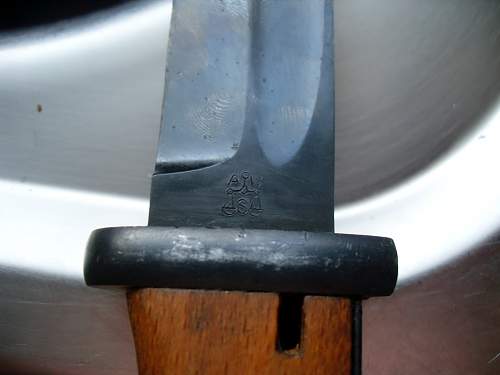 Iron Curtain K98 bayonet, post war refurbished 44pyy