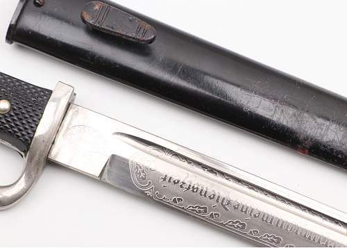 Etched dress bayonet from F.W.Holler