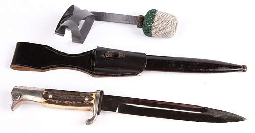 &quot;Solingen&quot; marked K98 dress bayonet w/ stag handle - authenticity check of frog as well please