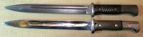 Difference in ww1 84/98 and ww2 K98 Bayonet