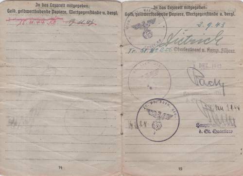 German Passbook Italy 1944