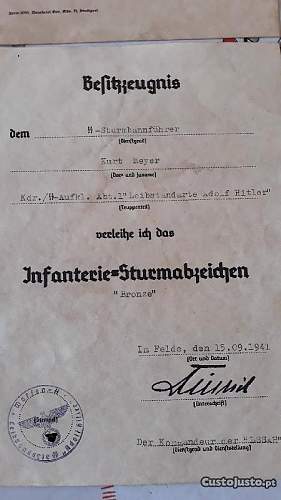 German decorations certificates