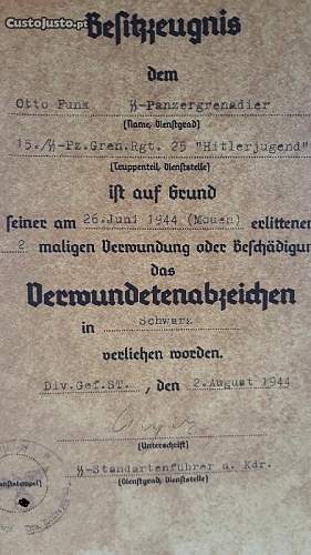 German decorations certificates