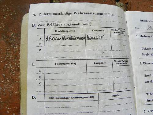 SS Soldbuch Reinhard Heydrich Rgt