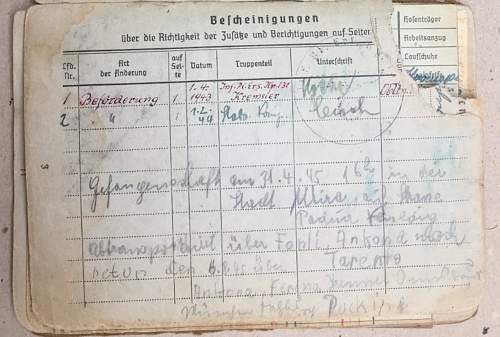Help with some Soldbuch entries to Obergefreiter Ludwig Burgstaller