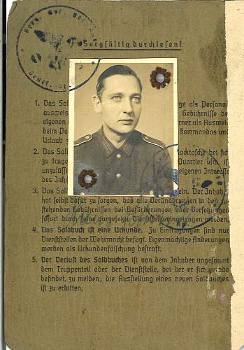 Soldbuch - Klaus Schmidt question about battle wound