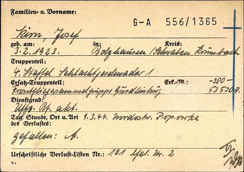 Wehrpass to Stuka Bordschütze - Posthumous Ehrenpokal