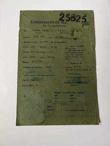 troop card  of the 12th SS. Pz.Gren