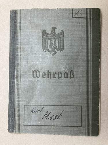 Wehrpass to Obergefrieter Karl Mast – St Nazaire Raid