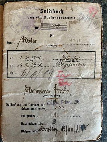 Gerbj Soldbuch to Hermann Frick