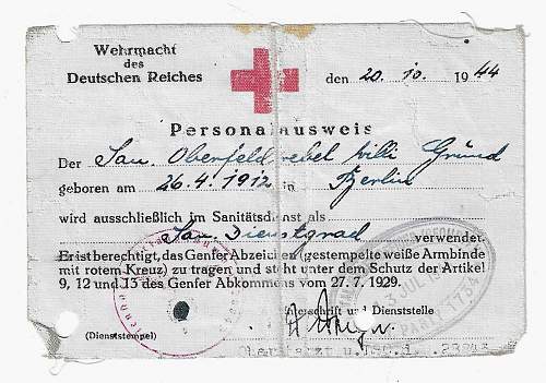 Wehrpass Willi Gründ 150/50 ID Medic