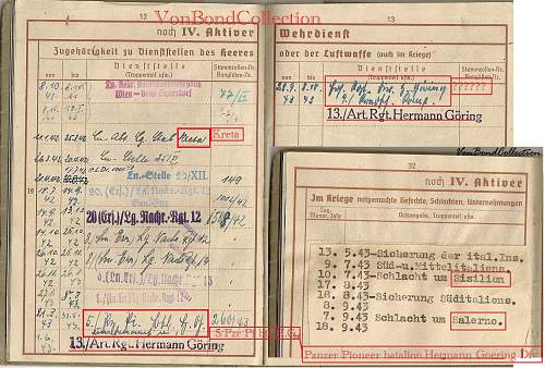 Hermann Goering Panzer Pioneer battalion Wehrpass