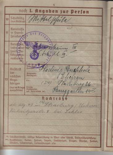 Wehrpass, Wehrmacht Fuhrerschein To Edmund Buchholz.