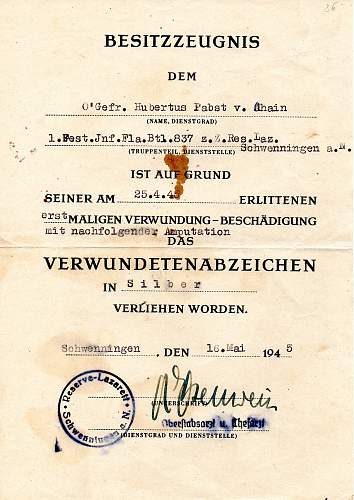 Need Help - Write Up of ‘Soldbuch-Ersatz’ etc To Obergefreiter Rudolf Hubertus Pabst von Ohain.