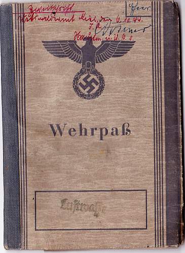 Wehrpass: Gustav Geer - Luftwaffe - Flak-Strum-Regiment 20
