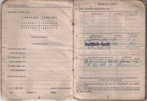 Soldbuch for a Fahrer on the Russian and and Italian Fronts