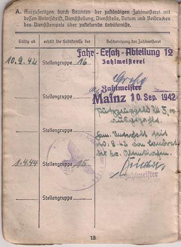 Soldbuch for a Fahrer on the Russian and and Italian Fronts