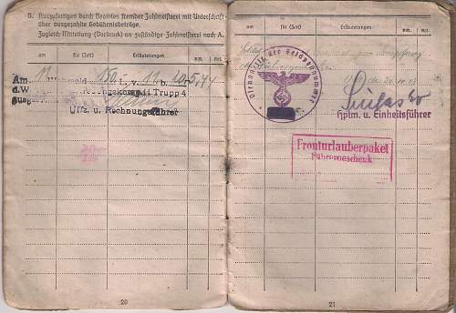 Soldbuch for a Fahrer on the Russian and and Italian Fronts