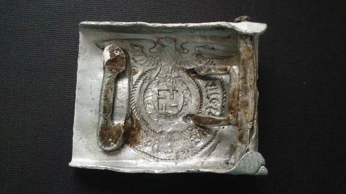 Two SS AL ground dug buckles from field