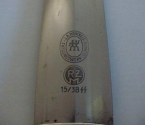 Double marked &quot;Henckels&quot; and &quot;RZM 15/38 SS dagger