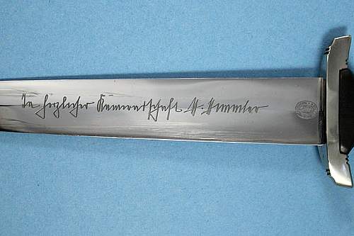 Himmler Inscription SS Dienst Dolch...a Stunning Mint Example.