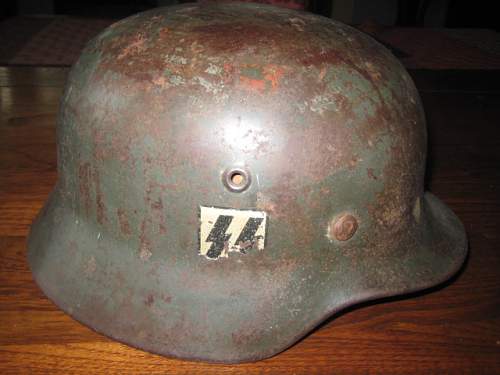 SS M40 Helmet ET68 Lot# 801 battle worn