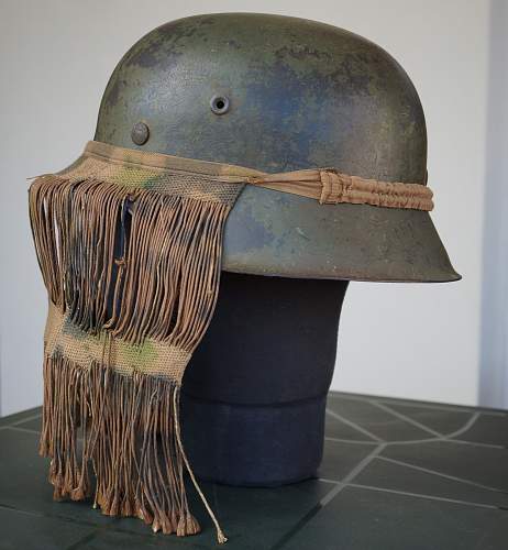 Ss camouflage helmet with veil