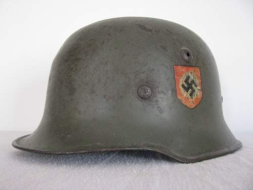 Medium Weight M34 Double Decal SD SS Helmet with Interesting Pocher Runic Decal
