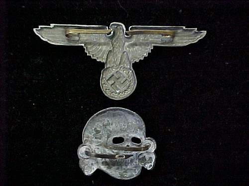 SS eagle and skull M1/52 marked and SS Panzer trapezoid