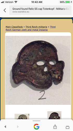 Relic SS totenkompf skull