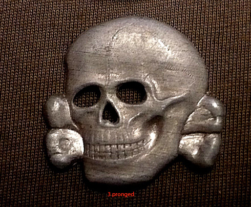 Controversial SS cap skull: 3 edge prong design