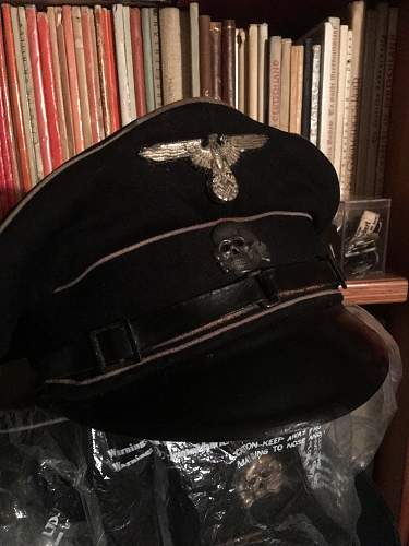 fake black SS senior leader cap, old stinker in complete preservation.