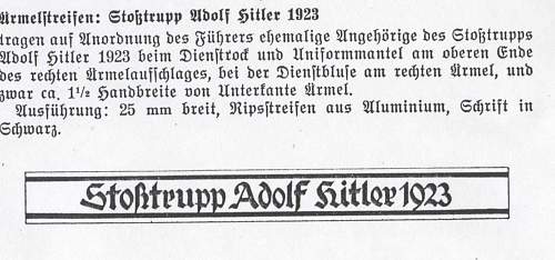 Stosstrupp Adolf Hitler 1923 Cuff Title