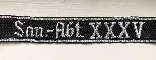 I'd like to get some opinions on this San.-Abt. XXXV cuff title...