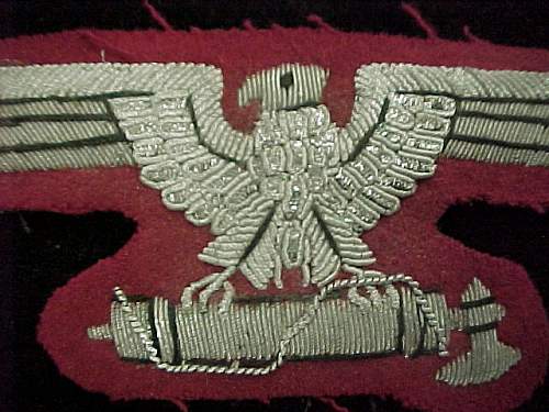 Supposed Waffen SS officers sleeve eagle in bullion