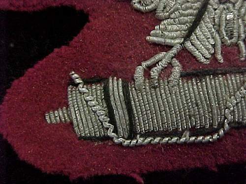 Supposed Waffen SS officers sleeve eagle in bullion