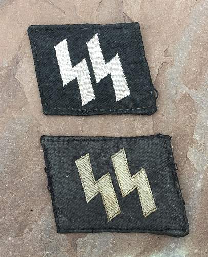 Dachau SS collar tabs w/ cardboard backing