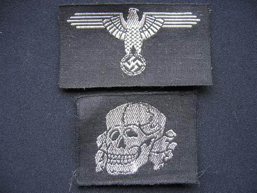 Belgium made machine woven ss cap skull and eagle set ( mint )