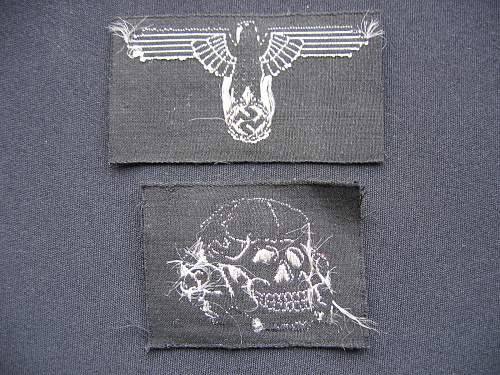 Belgium made machine woven ss cap skull and eagle set ( mint )