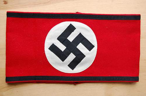 First post - SS wool armband &amp; (Fake?) NSDAP party pin