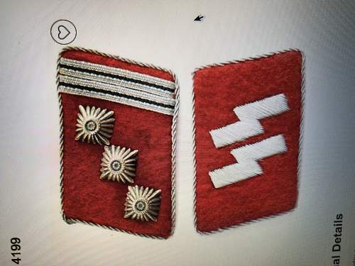 29th Waffen Grenadier Division SS Collar Tab in wear photo's