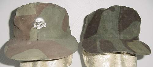 Italian camo hat with bevo weave tropical totenkopf .......... legit hat or just a70's fake?