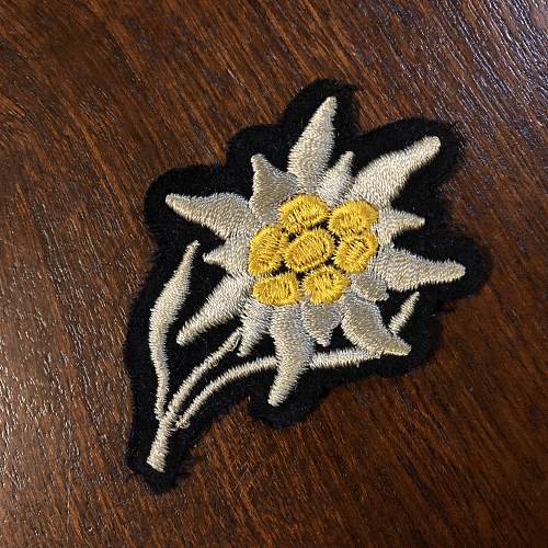 WW2 Waffen-SS Gebirgsjager Edelweiss Patch M43 Feldmütze Cap Insignia