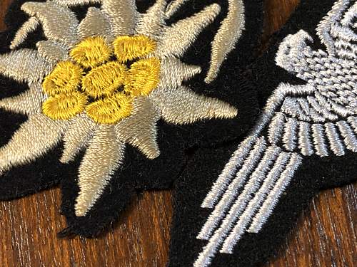 WW2 Waffen-SS Gebirgsjager Edelweiss Patch M43 Feldmütze Cap Insignia