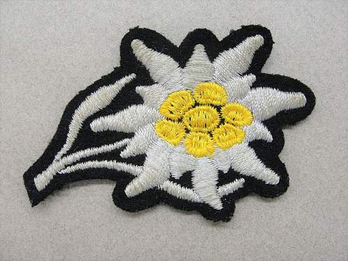 WW2 Waffen-SS Gebirgsjager Edelweiss Patch M43 Feldmütze Cap Insignia