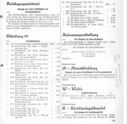 SS Wachverbaende 1935, introduction of insignia conditions.