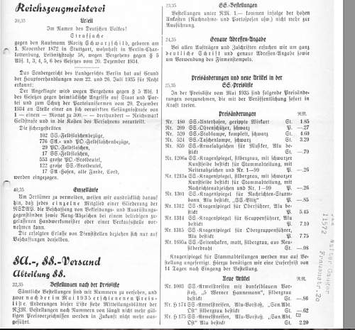 SS Wachverbaende 1935, introduction of insignia conditions.