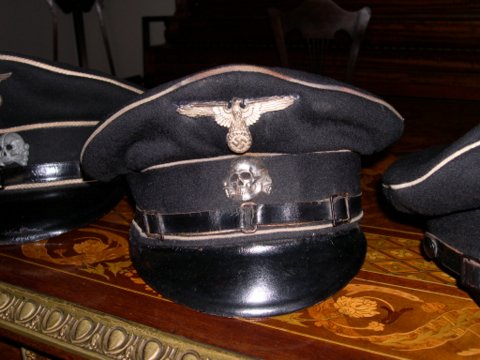 The textbook black SS officer's cap for sale